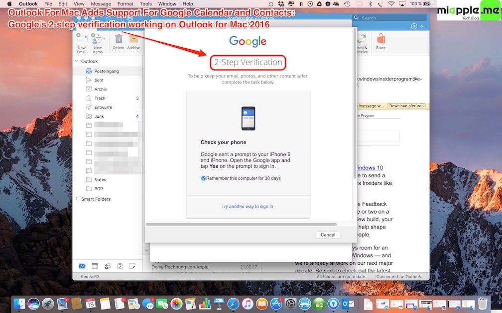 google sync outlook for mac